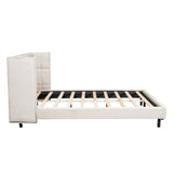 Queen Size Upholstered Platform Bed with LED Lights and U-Shaped Headboard for Master Bedrooms, Guest Rooms, Linen Fabric