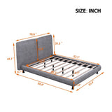 Queen Size Upholstered Platform Bed with Two Large Headrests