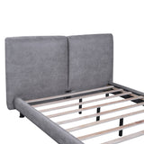 Queen Size Upholstered Platform Bed with Two Large Headrests