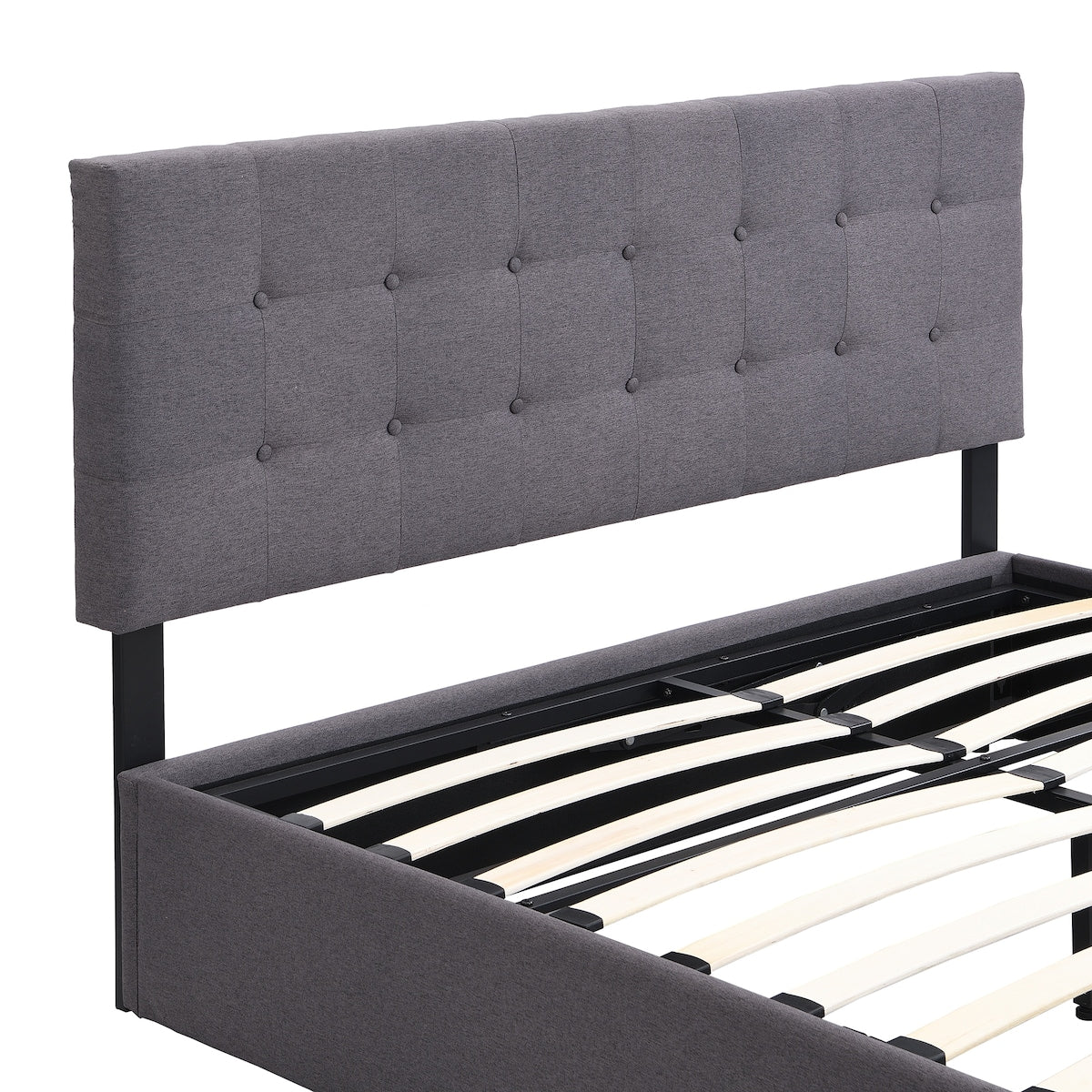 Queen Size Upholstered Platform Bed with Underneath Storage Space