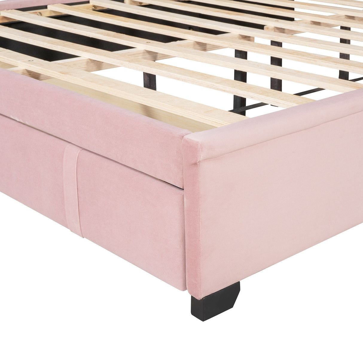 Queen Size Upholstered Platform Bed with Wingback Headboard and a Big Drawer