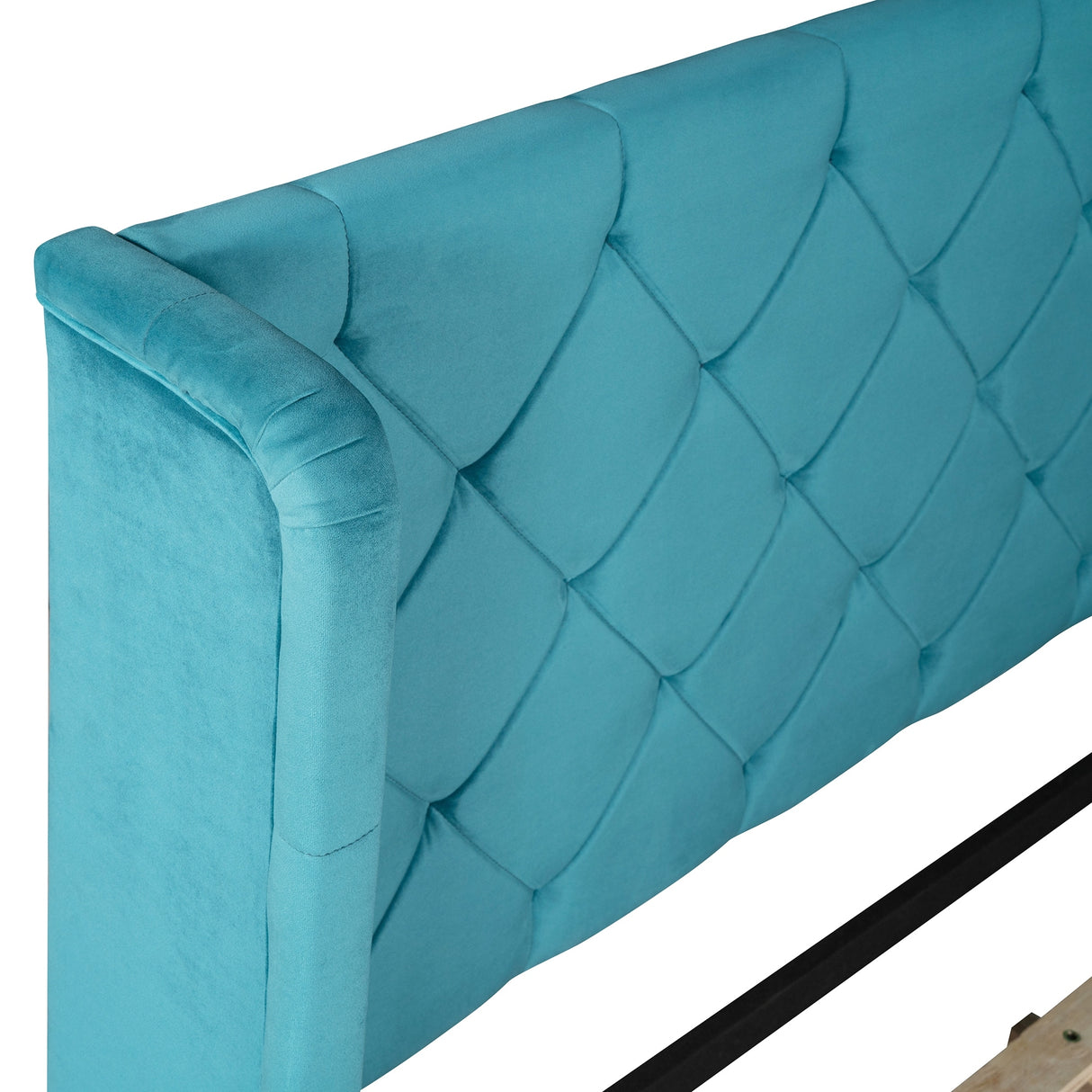 Queen Size Upholstered Platform Bed with Wingback Headboard and a Big Drawer