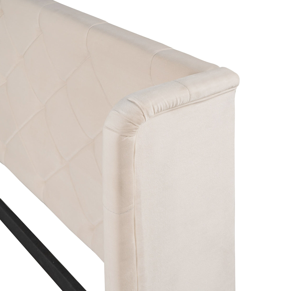 Queen Size Upholstered Platform Bed with Wingback Headboard and a Big Drawer