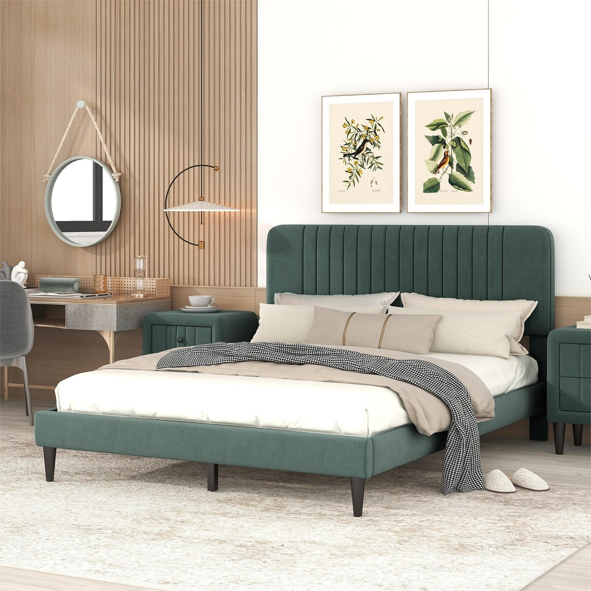 Queen Size Upholstered Platform Bed