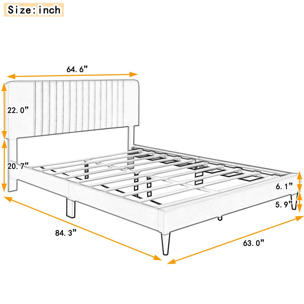 Queen Size Upholstered Platform Bed