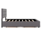 Queen Size Upholstered Storage Platform Bed with Tufted Headboard&4 Drawers