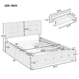 Queen Size Upholstered Storage Platform Bed with Tufted Headboard&4 Drawers