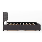Queen Size Upholstered Storage Platform Bed with Tufted Headboard&4 Drawers