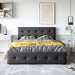 Queen Size Upholstered Storage Platform Bed with Tufted Headboard&4 Drawers