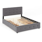 Queen Size Upholstered Storage Platform Bed with Tufted Headboard&4 Drawers