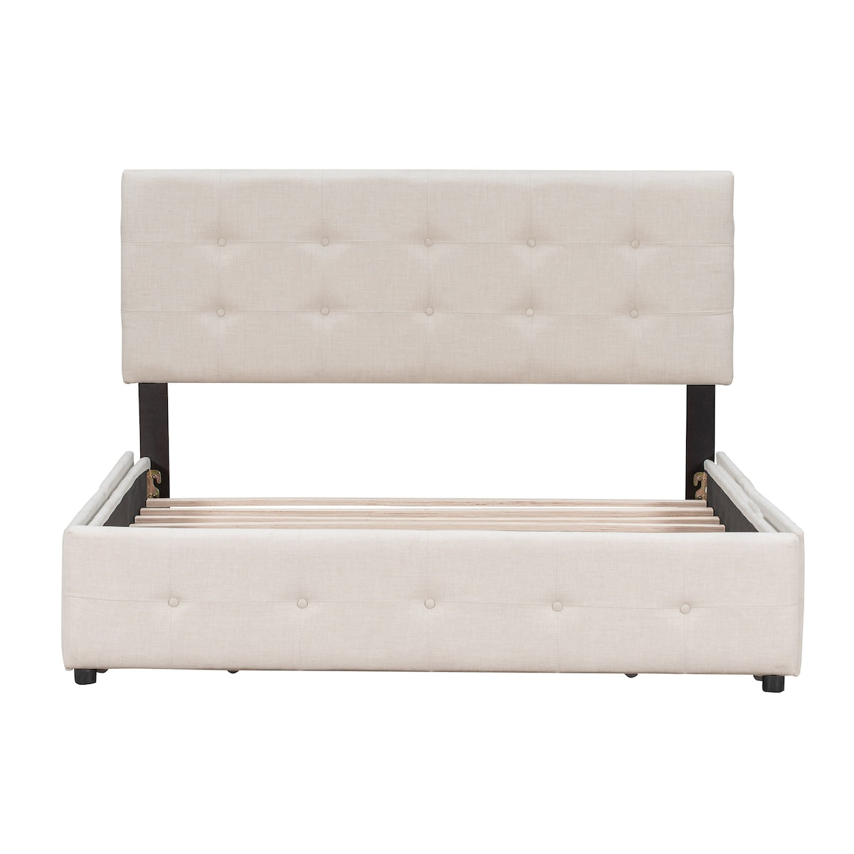 Queen Size Upholstered Storage Platform Bed with Tufted Headboard&4 Drawers