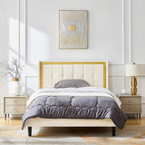Queen Size Upholstered platform bed frame with headboard and sturdy wooden slats, high load-bearing capacity