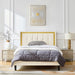Queen Size Upholstered platform bed frame with headboard and sturdy wooden slats, high load-bearing capacity
