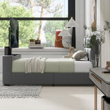 Queen Size Upholstery TV Platform Bed Frame with Height- adjustable Headboard and Support Legs