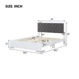 Queen Size Velvet Bed with LED Light and Headboard