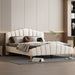 Queen Size Velvet Upholstered Platform Bed with Stripe Decorated Bedboard