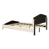 Queen Size Velvet Upholstered Platform Bed with Stripe Decorated Bedboard
