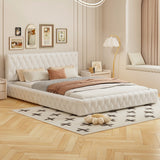 Queen Size Velvet Upholstered Platform Bed with Tufted Headboard