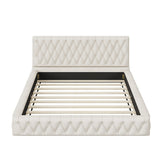 Queen Size Velvet Upholstered Platform Bed with Tufted Headboard