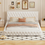 Queen Size Velvet Upholstered Platform Bed with Tufted Headboard