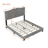 Queen Size Velvet Upholstered Platform Bed with Tufted Headboard