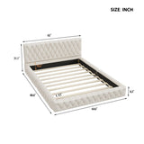 Queen Size Velvet Upholstered Platform Bed with Tufted Headboard