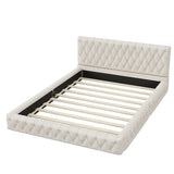 Queen Size Velvet Upholstered Platform Bed with Tufted Headboard
