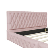 Queen Size Velvet Upholstered Platform Bed with Tufted Headboard