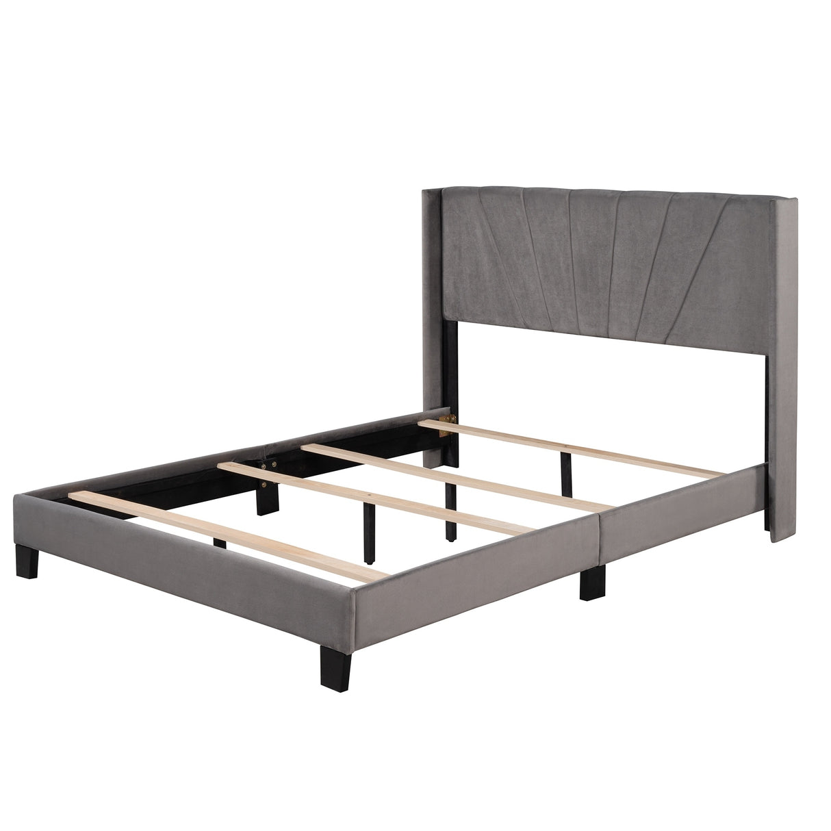 Queen Size Velvet Upholstered Platform Bed