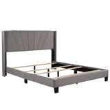 Queen Size Velvet Upholstered Platform Bed