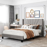 Queen Size Velvet Upholstered Platform Bed