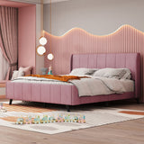 Queen Size Velvet Upholstered Platform Bed