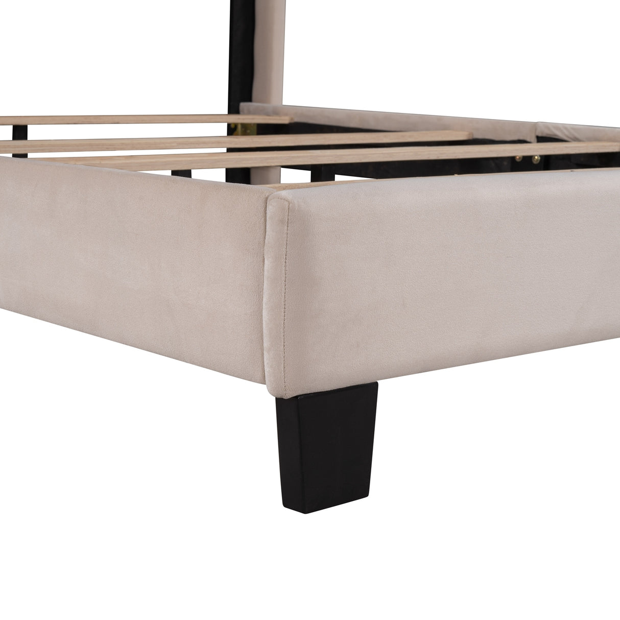 Queen Size Velvet Upholstered Platform Bed