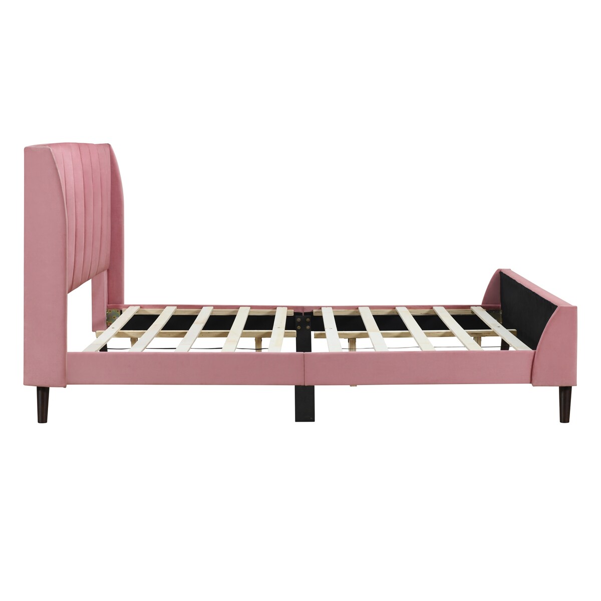 Queen Size Velvet Upholstered Platform Bed