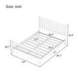 Queen Size Wood Platform Bed with Gourd Shaped Headboard and Footboard