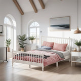 Queen Size Wood Platform Bed with Gourd Shaped Headboard and Footboard