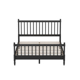 Queen Size Wood Platform Bed with Gourd Shaped Headboard and Footboard