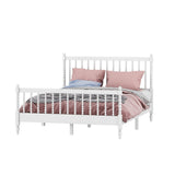 Queen Size Wood Platform Bed with Gourd Shaped Headboard and Footboard