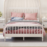 Queen Size Wood Platform Bed with Gourd Shaped Headboard and Footboard