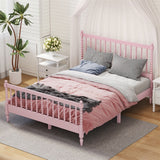 Queen Size Wood Platform Bed with Gourd Shaped Headboard and Footboard