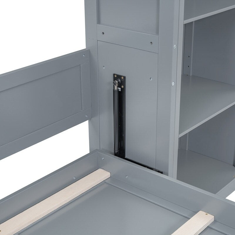 Queen Size Wooden Murphy Bed Wall Bed with Shelves