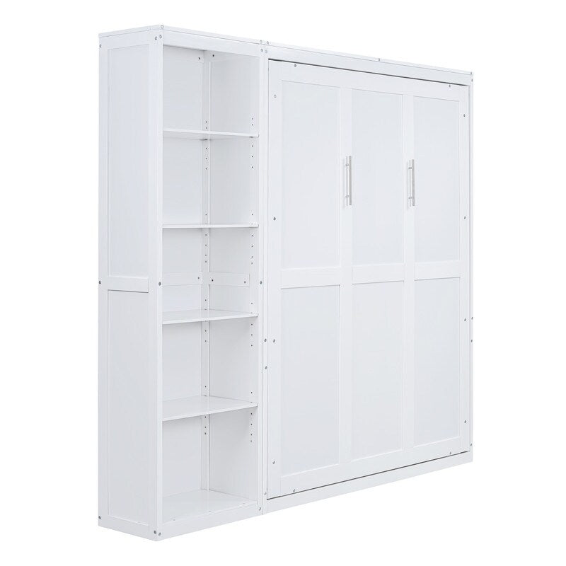 Queen Size Wooden Murphy Bed Wall Bed with Shelves