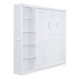 Queen Size Wooden Murphy Bed Wall Bed with Shelves