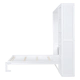 Queen Size Wooden Murphy Bed Wall Bed with Shelves