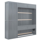Queen Size Wooden Murphy Bed Wall Bed with Shelves