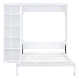 Queen Size Wooden Murphy Bed Wall Bed with Shelves