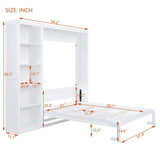 Queen Size Wooden Murphy Bed Wall Bed with Shelves