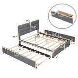 Queen Upholstered Platform Bed with Trundle and Two Drawers