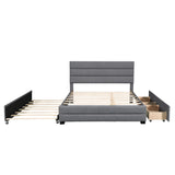 Queen Upholstered Platform Bed with Trundle and Two Drawers