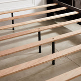 Queen bed with one nightstand, Beautiful line stripe cushion headboard , strong wooden slats + metal legs with Electroplate